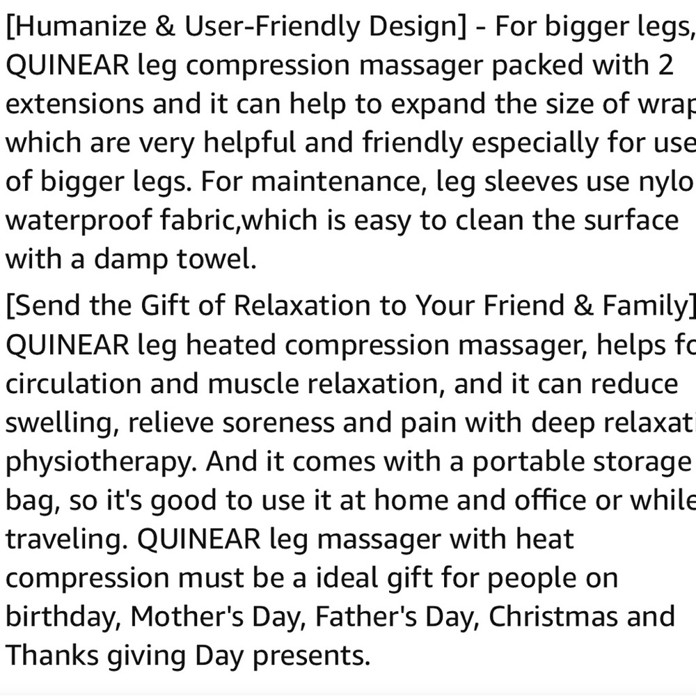 NEW QUINEAR ELECTRONIC AIR LEG COMPRESSION LEG MASSAGER WITH HEAT - Picture 10 of 13